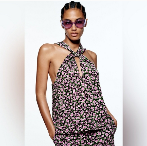 ZARA Floral print halter top - Picture 1 of 10